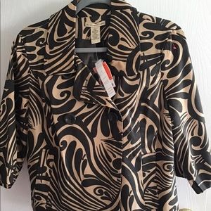 Jacket Ecologie by jacket size med animal print NWT brown beige lined bu…